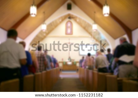 Similar – Image, Stock Photo Pastor at the altar table with the book of baptism