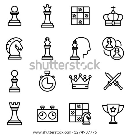 Chess icons pack. Isolated chess symbols collection. Graphic icons element