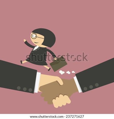 Business handshake and businesswoman