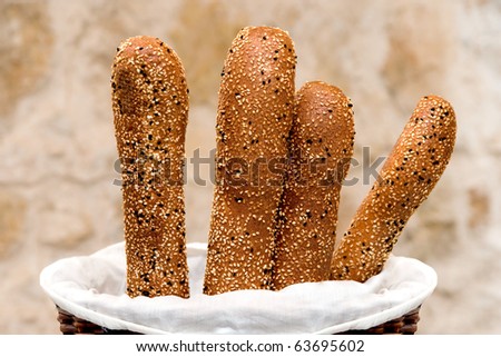 Basket of French Sticks with sesame