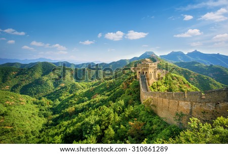 Great Wall of China at Sunny Day.
