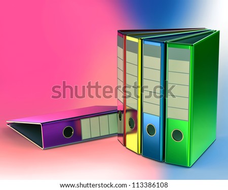 red, yellow, blue, green and magenta folders stores important documents on abstract background