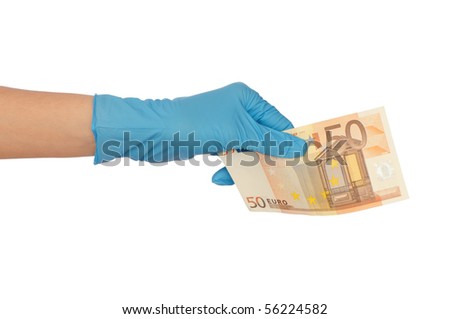doctor holding fake of euro in the hand