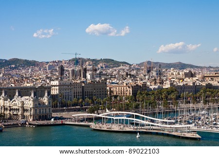 View Of La Rambla Del Mar And Port Vell In Barcelona Spain Stock Photo ...