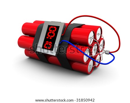 3d Illustration Of Dynamite With Timer Over White Background - 31850942 ...