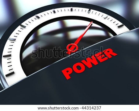 abstract 3d illustration of power scale with reflections, dark background