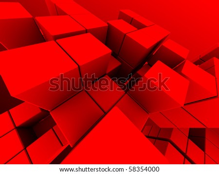 abstract 3d illustration of red cubes background