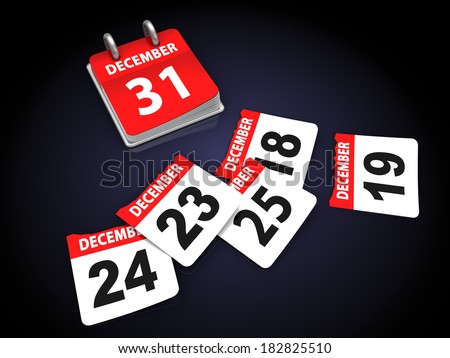 3d illustration of calendar with pages, over black background