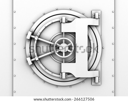 3d illustration of bank vaulted door white color