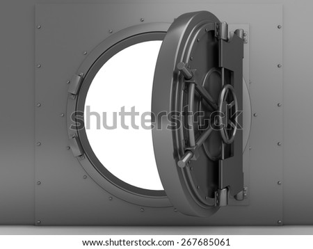 3d illustration of bank vaulted door, steel material
