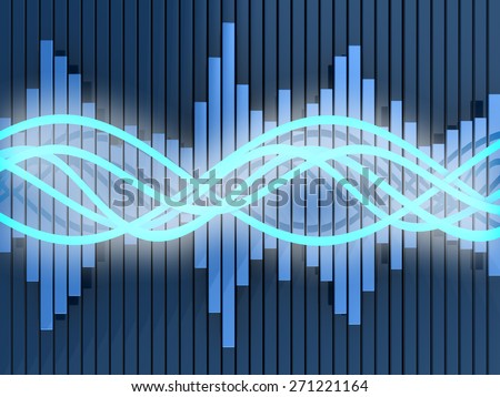 abstract 3d illustration of sound waves and spectrum