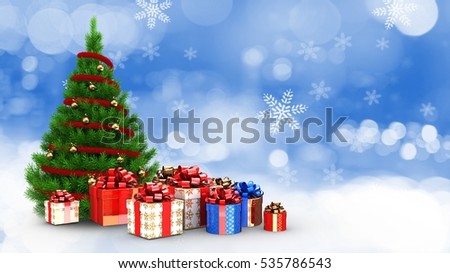 3d Illustration Of Golden Balls Decorated Christmas Tree Over Christmas Background With A Lot Of