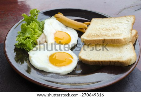 American breakfast with egg,sausage