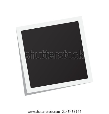 Black and white Polaroid photo frame with shadows. Vector illustration isolated on transparent background