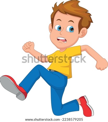 cartoon cute boy running away