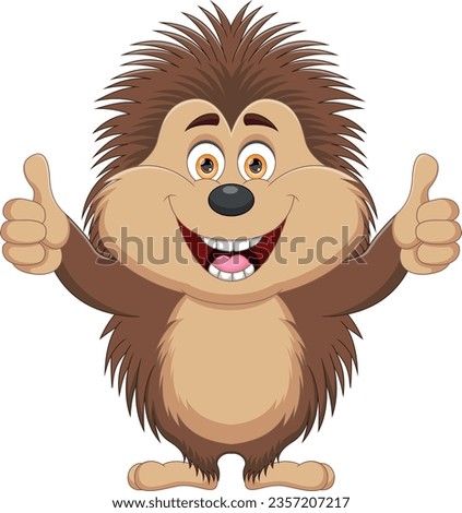 Cute porcupine thumbs up cartoon
