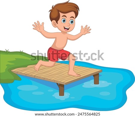 Similar – Image, Stock Photo Boy jumping and splashing in a pool