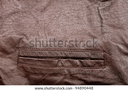 Leather vest fragment with side pocket