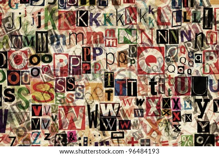 Abstract designed background of newspaper letters clippings