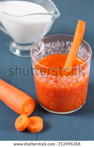 Carrot fresh juice and milk