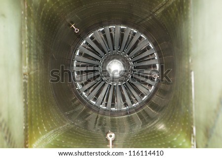 inside of air intake tube of jet fighter engine