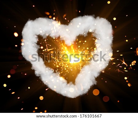 sparkler with heart shaped smoke ring