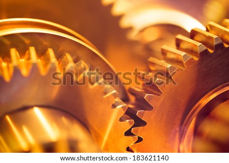 golden gear wheels, close-up