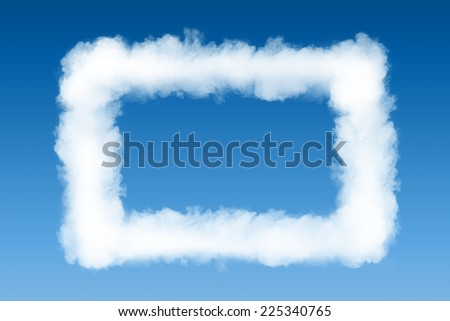 smoke cloud photo frame on blue sky background