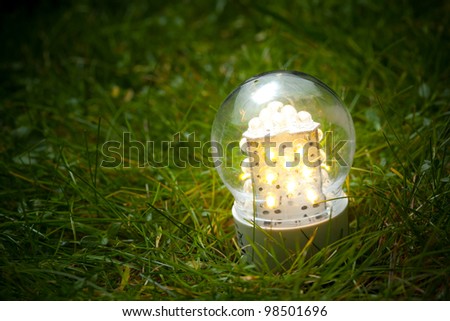 led lamp on the green grass