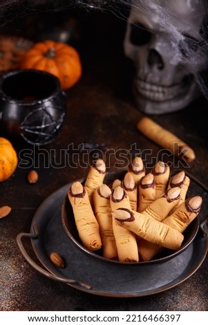 Similar – Image, Stock Photo Cookies fingers and pumpkin hummus