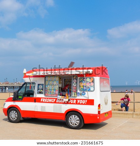 SKEGNESS, LINCOLNSHIRE, ENGLAND - JULY 30TH: An ice-cream van at Skegness, England. 30TH July 2014.