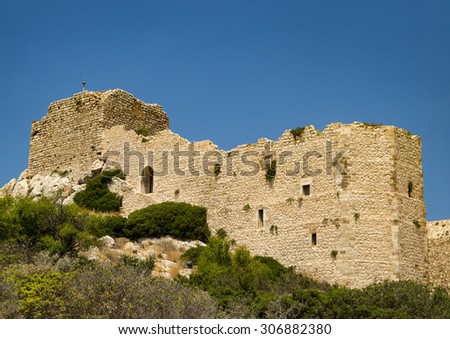 The castle of Kritinia (Kastelos) near the village of Kritinia, Rhodes, Greece