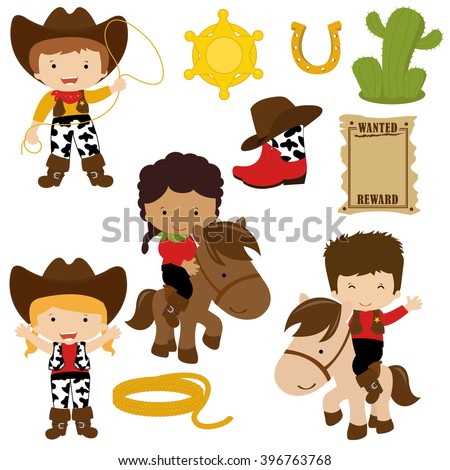 Cowboy And Cowgirl Vector Illustration - 396763768 : Shutterstock