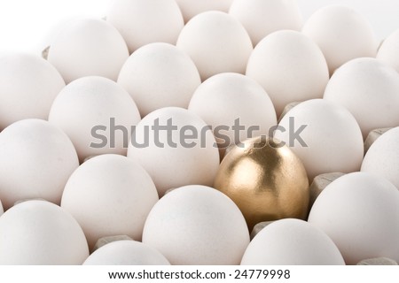 Gold egg among the usual. Concept of success.