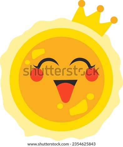 Planet Happy Sun Smiling Face Cartoon Expression Astrology Vector Illustration