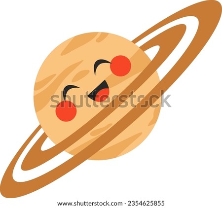 Happy Saturn Planet Face Cartoon Expression Astrology Vector Illustration