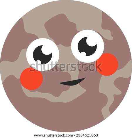 Pluto Planet Face Cartoon Expression Astrology Vector Illustration