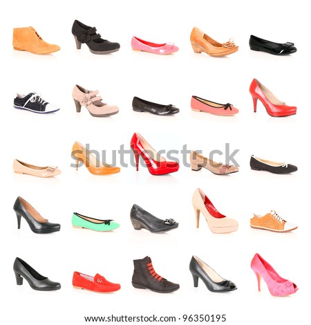 A Picture Of A Set Of Different Shoes Over White Background Stock Photo ...
