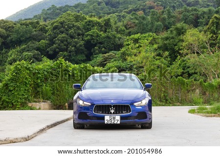 Hong Kong, China June 5, 2014 : Maserati Ghibli sport sedan test drive on June 5 2014 in Hong Kong.
