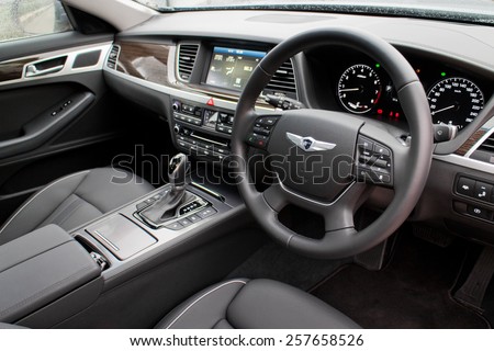 hong kong china dec 19 2014 hyundai genesis 2015 interior on dec