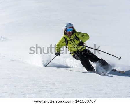 Aggressive powder skiing