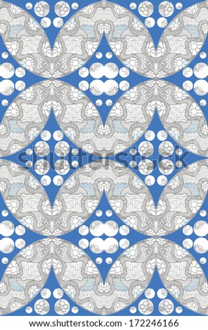 A blue, gray and white seamless abstract geometric pattern