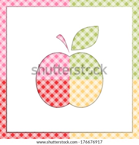 Primitive retro gingham background with apple template
