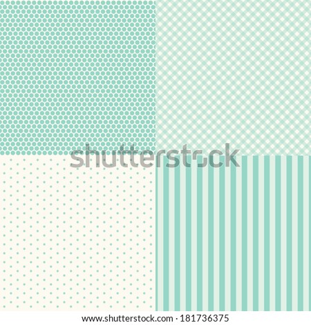 Set of four popular primitive retro backgrounds in shabby chic style