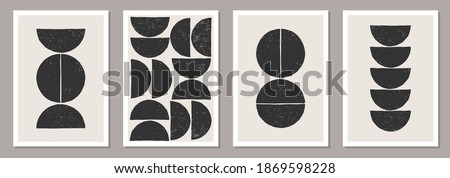 Trendy set of abstract creative minimalist artistic hand drawn composition ideal for wall decoration, as poster or brochure design, vector illustration