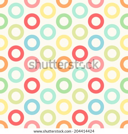 Primitive seamless retro pattern with bright circles of different colors ideal for baby shower or party