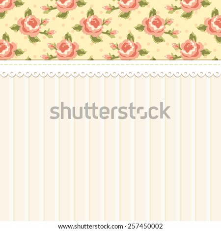 Cute vintage shabby chic background with roses ideal for wedding, bridal or baby shower invitation, album cover, retro cards or wallpapers