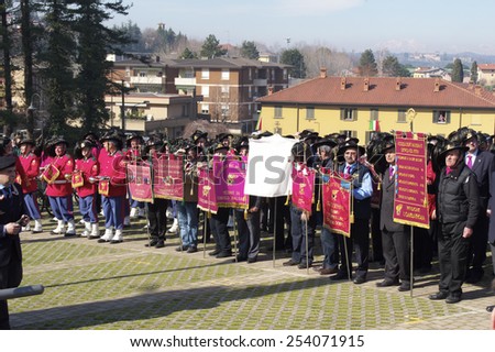 Lurago d\'Erba (Italy) March 16, 2014 - The first meeting of sharpshooters veterans manifestation of national character, parade and arrival of associations from different countries in the square