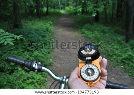 Spring forest as a place for walks and orientation on the terrain. A journey by bike with a compass.