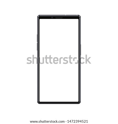 Modern frameless cellphone smartphone with blank white empty screen isolated. Premium design smartphone mockup for any visual project vector illustration.